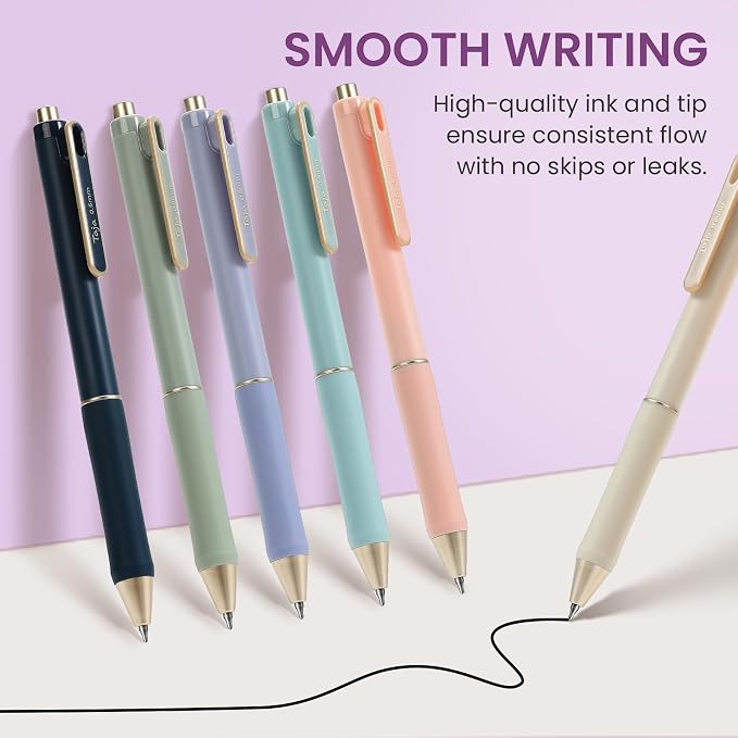 Cute Pencil Case With Supplies, 39 PCS Aesthetic Stationery Set with Pencil Pouch, 6 Black Ink Gel Pens, 12 Pastel Highlighters, 5 #2 HB Pencils, 4 Mechanical Pencils, Back to School Supplies - Purple