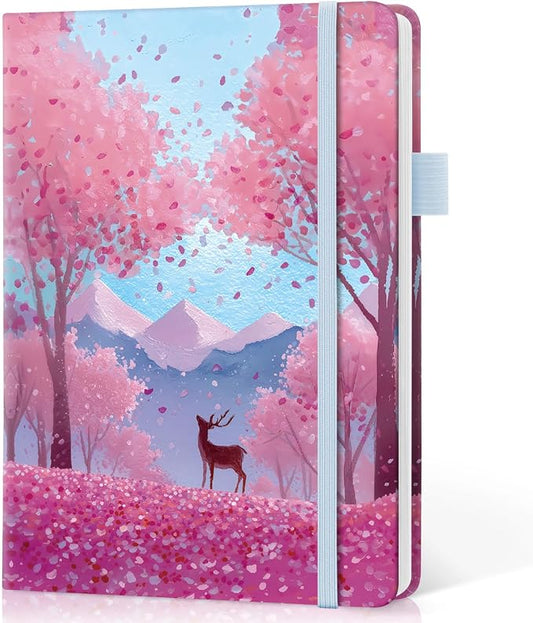 Taja Lined Journal Notebook for Women & Men, Hardcover Leather Journal for writing, A5 College Ruled Notebook for Work & Note Taking, Perfect for Office School Home Supplies, 160 Pages, Blossom Valley