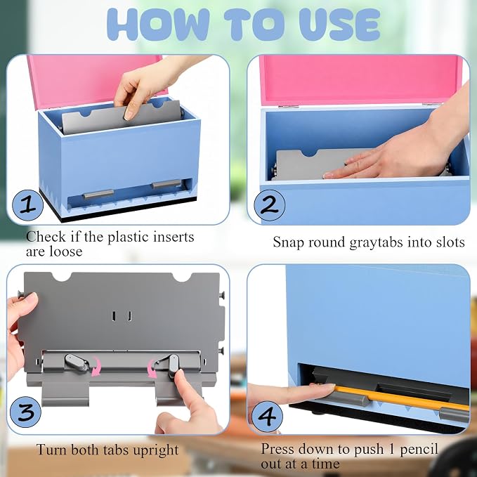 Yalikop 1 Pc Wooden Pencil Dispenser for Classroom Pastel Wood Pencils Holder for up to 200 Pencils Reusable Straw Dispenser for Home Office Teachers Supplies Storage (Pencil,Light Blue)