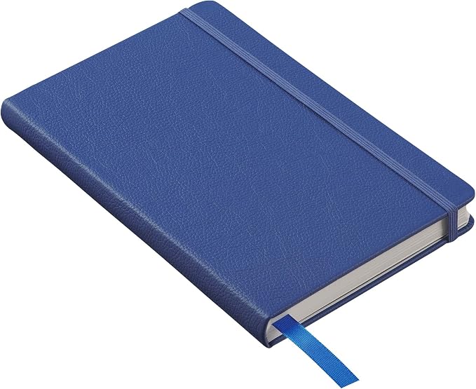 Leather Notebook, Writing Journal, Full-Grain Leather, Narrow Ruled Paper, Notebooks for Work & School, Pacific Blue (8.4" x 5.4”)