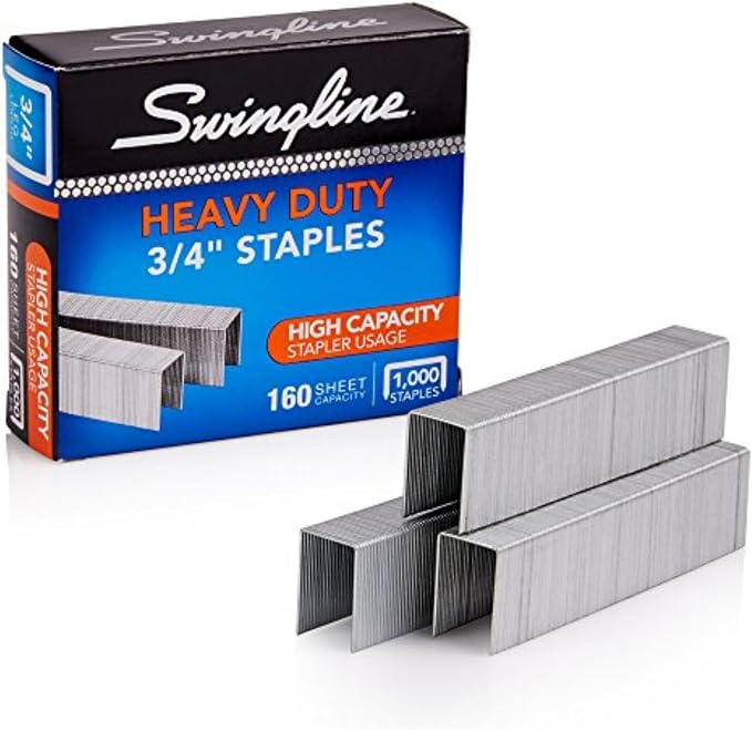 Swingline Staples, Heavy Duty for Desktop Staplers, 3/4" Length, 100/Strip, 1000/Box (35319)