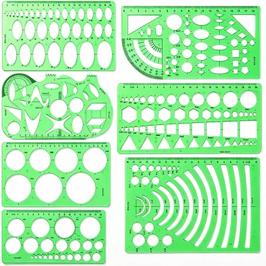 SenseYo 7 Pack Drawings Templates Stencil, Circle Template for Geometric Drawing Stencils, Plastic Clear Circle Stencils Architecture Supplies Drafting Tools for Studying, Designing