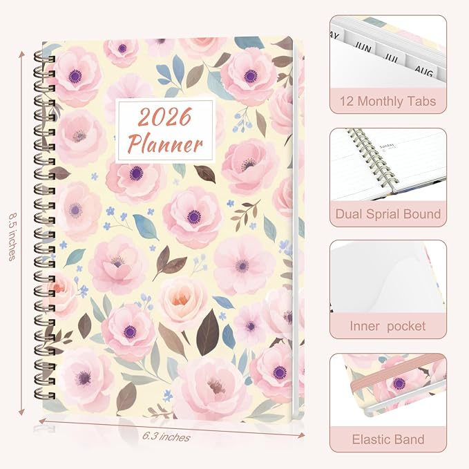 2026 Planner, Weekly and Monthly Calendar Planner Agenda, Jan 2026 - Dec 2026, Planning Academic Book, Office Desk Accessories and School Supplies - A5 (6.3'' x 8.5'')