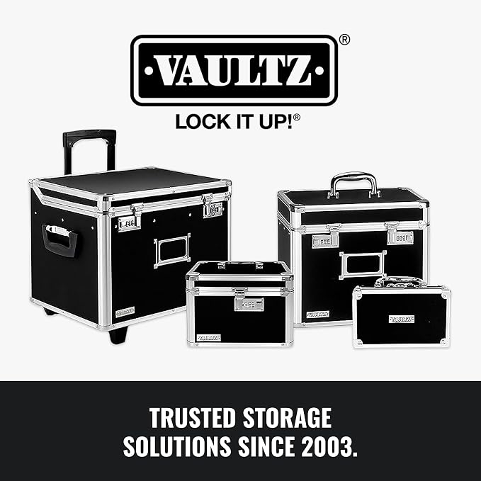 Vaultz File Organizer Storage Box - 14 x 7 x 12.19 Inch Letter Size, Portable Locking Storage Totes with Dual Combination Locks for Filing Office Documents - Black | Locking storage tote with dual combination locks, keeps office documents secure and or...