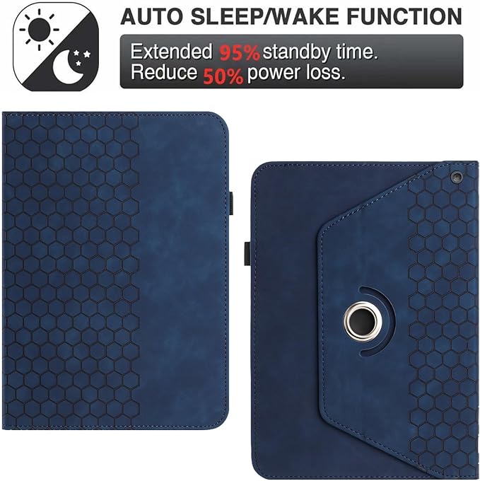 Rotating Case for Amazon Kindle Fire HD 10 Tablet & Fire 10 Plus Case, Blue | (13th/11th Generation 2023/2021 Release) 360 Degree Swivel PU Leather Folio Stand Cover for 10.1" Fire HD 10 11th/13th Case