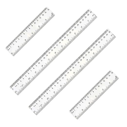 4 Pack 6+12 Inch Straight Rulers,Clear Plastic Ruler, Centimeter and inch Ruler Suitable for Student School and Office Study Drawing Measuring Standard
