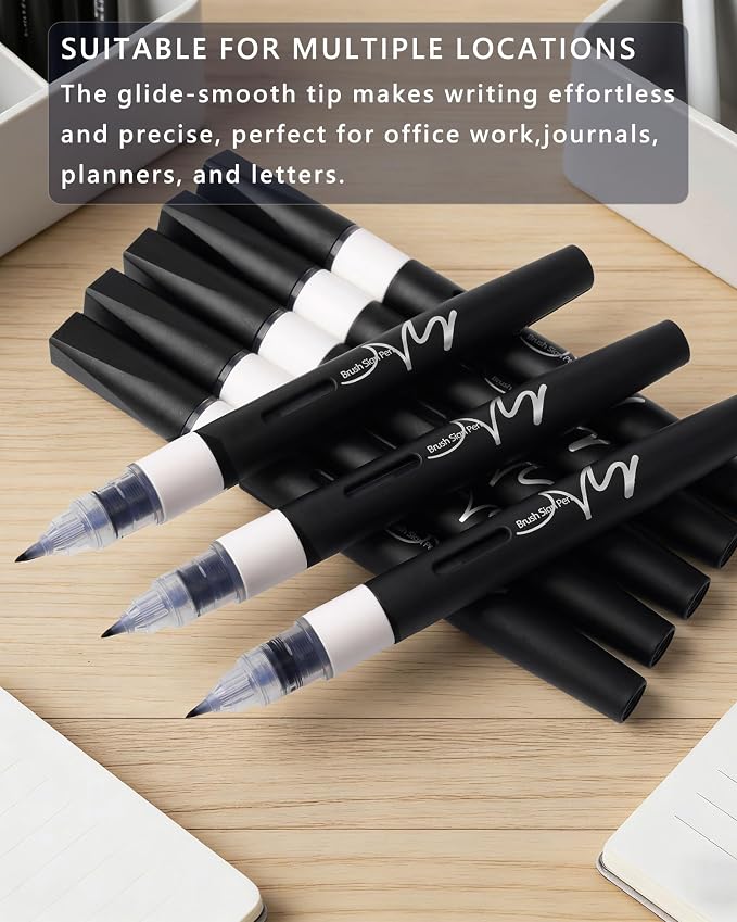 ROSYMENG Calligraphy Brush Pens, 4-Pack, Soft and Hard Tip Sign Pens Marker for Hand Lettering, Art Drawing, Sketching, Scrapbooking, Writing, Journaling