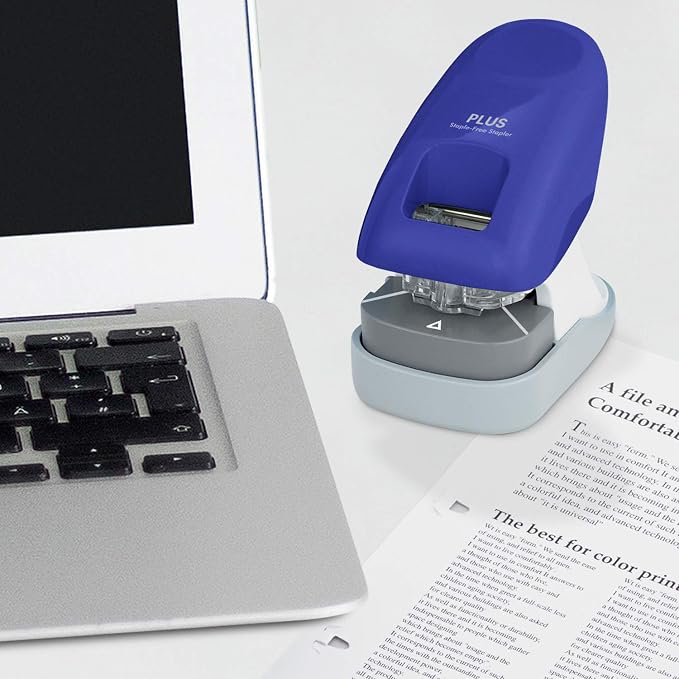 Paper Clinch Desktop Staple-Free Stapler, Blue (31260)