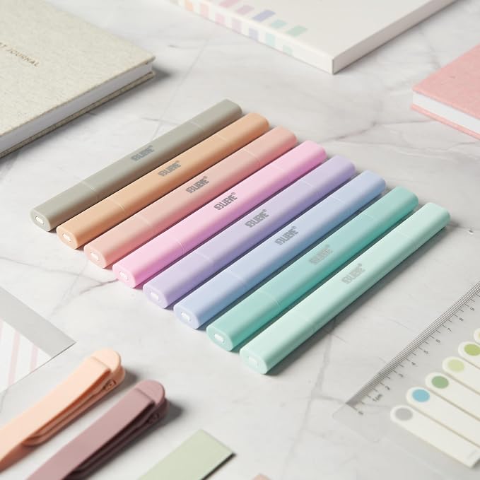 BLIEVE Bible Highlighters No Bleed Through, Pastel Colors, Dual Tip, 8 Pack | Aesthetic Cute Highlighters, Chisel Tip & Fine Point For Bible & Journaling, Back To School Supplies
