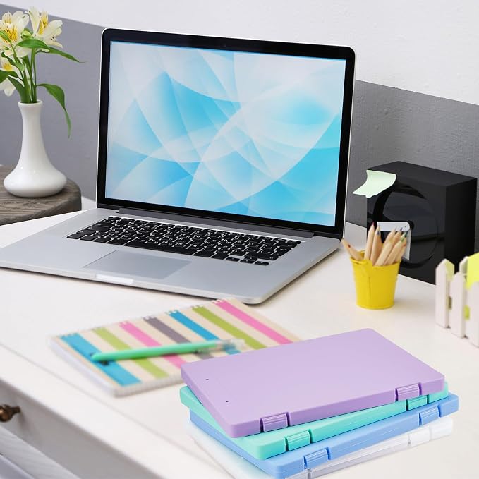 Zhanmai 4 Pcs A4 Paper Organizer Box, Plastic Scrapbook Paper Storage Box for 8.5 x 11 Letter, Colorful Portable Office Document Case Scrapbook, Document Organizer, Magazine, Art Supplies