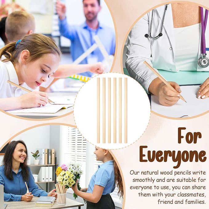 Fumete 1000 Pieces Wooden Pencils Bulk No Eraser Hexagonal HB Graphite Unsharpened Natural Wood Pencils Without Erasers Classroom Gifts for Students Bulk Goodie Bag Stuffers