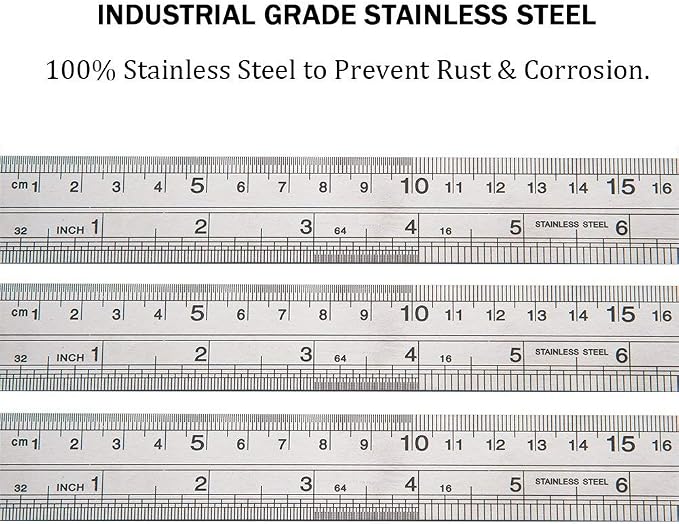 ZZTX Metal Ruler 12 Inches Stainless Steel 1 Pack | Rust-proof, Straight edge, Precise markings, Clear read