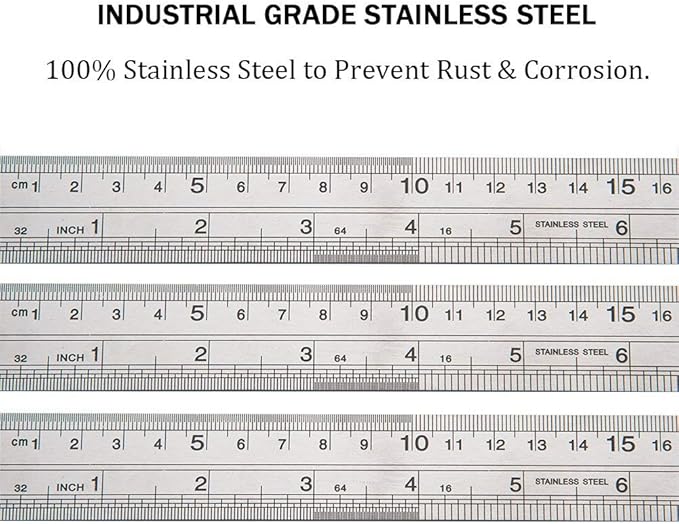 ZZTX Metal Ruler 12 Inches Stainless Steel 12 Pack | Rust-proof, Straight edge, Precise markings, Clear read