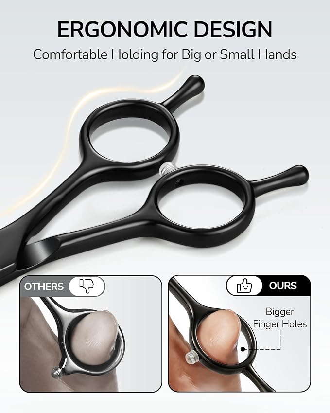 Hair Cutting Scissors, ULG Professional Hair Scissors 6.5” Black | Right-Hand, Razor Edge Barber Shears, For Salon and Home Hair Cutting Shears, Japanese Stainless Steel, Hand Sharpened