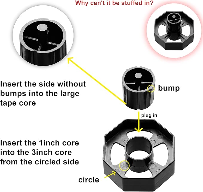 Desktop Tape Dispenser Adhesive Roll Holder (Fits 1" & 3" Core) with Weighted Nonskid Base Black