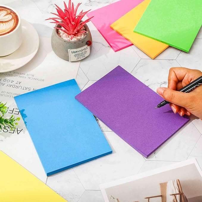 Whaline 6 Pack Blank Notepads 4 x 6 Inch Colorful Paper Pads 50 Sheets Each Pad Small Memo Pads with Cardboard Backing for Classroom Home Office Supplies