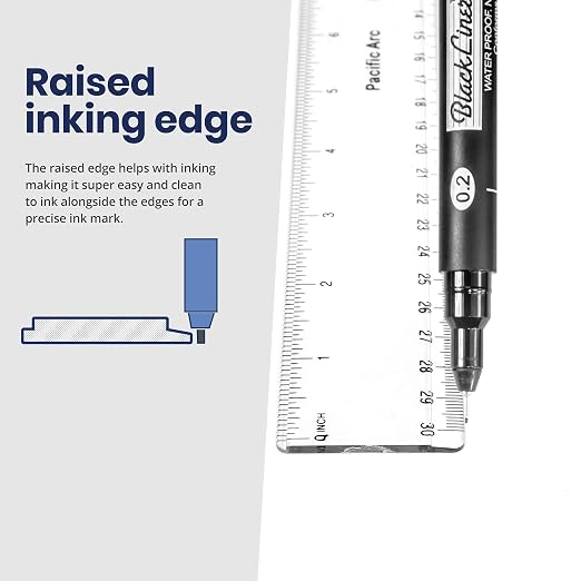 Pacific Arc 12 Inch Ruler Clear Plastic, Graduations in Inches and Centimeters