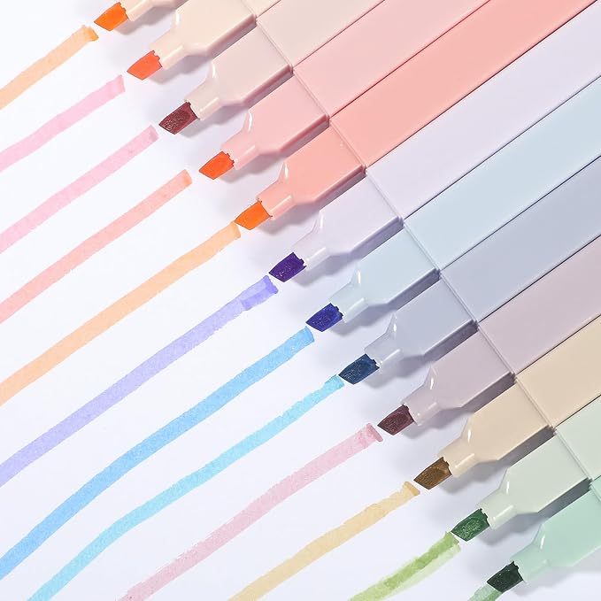 144PCS Aesthetic Highlighters Bulk, Assorted Color No Bleed Chisel Tip Bible Pens, Cute Soft Colorful Marker Pens, Glitter Book Highlighters for Journal Planner Notes Classroom Office Supplies