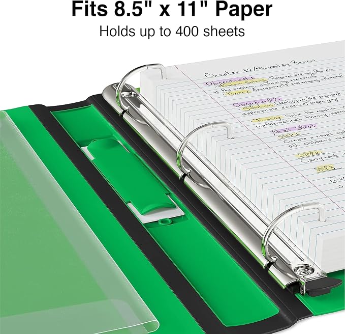 Staples Better 1.5-Inch 3-Ring Binder, Green – Heavy-Duty Binder for School & Office Organization