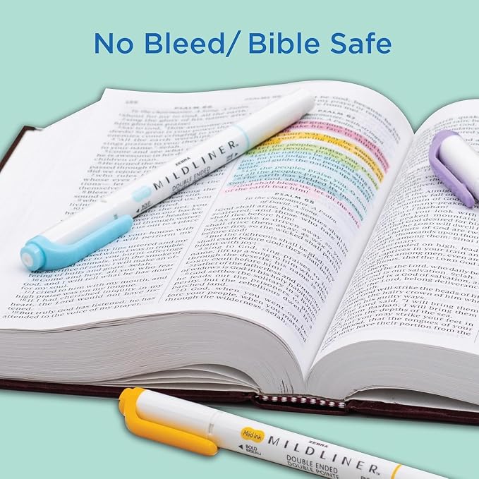 Zebra Pen Mildliner Dual-Tip Highlighter Marker Set, Broad and Fine Point Tips, No Bleed, Ideal for Bible Highlighting, Journaling, School and Office Supplies, Assorted Ink Colors, 25-Pack (78525)