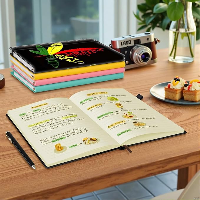 Hardcover Executive Notebooks, A5 PU Leather Lined Journal Notebook, 200 Pages Thick Paper Subject Notebooks for School,Work,Home Writing Business Notebook, Diary Book ，Weed