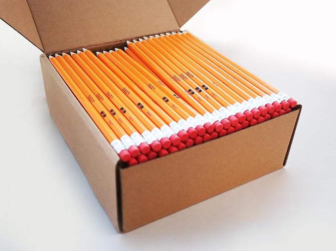 S & E TEACHER'S EDITION #2 HB Pencils 200 Count, Pre-Sharpened Wood-Cased Pencils with Eraser Tops, Yellow Bulk Pencil for Classroom Teacher Supplies, Writing, Drawing & Back to School