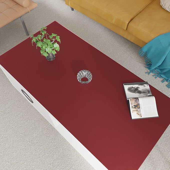 Faux Leather Table Cover,1.8mm Thick,24x60 Inch Desk Cover,Large Desk Mat,Table Protector,Table Cover Protector,Desk Protector,Table Pad,(Black+Wine Red,24x60)
