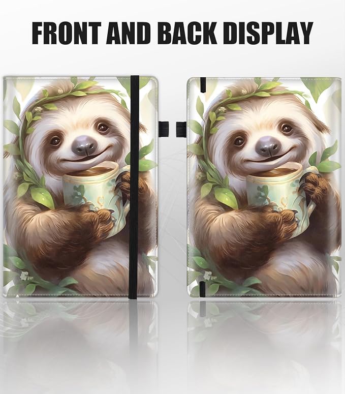 Hardcover Executive Notebooks, A5 PU Leather Lined Journal Notebook, 200 Pages Thick Paper Subject Notebooks for School,Work,Home Writing Business Notebook, Diary Book ， Sloth