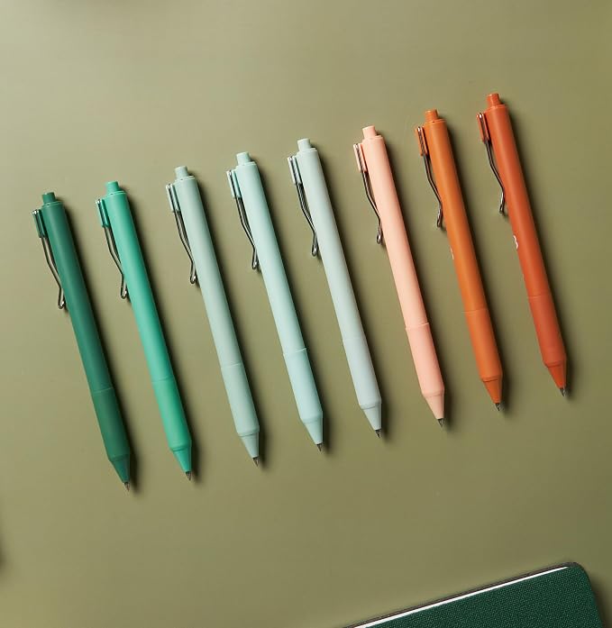 BLIEVE - Gel Pens With Cool Matte Finish, Aesthetic and Cute Pens With Smooth Writing For Journaling And Bible Note Taking No Bleed Through, Cute School Supplies 8 Pack (Black Ink)