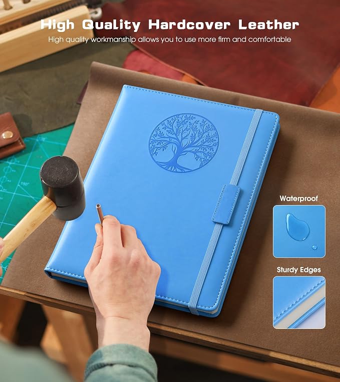 Biuwory B5 Leather Journal Notebook, 256 Lined Pages, Hardcover 7.8"×10.2" | Large Vintage Journal for Women Men,Work,School,Business,Travel Diary,Note taking,College Ruled Writing,Daily Journaling
