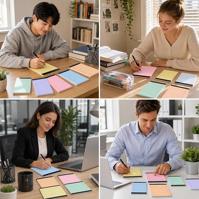 gisgfim 12 PCS 4" x 6" Small Legal Pad College Ruled Lined Mini Legal Pad 80 GSM Muted Pastel Law Memo Pads 30 Sheets Memo & Scratch Pads for Home Office School Work Business To Do List Grocery List