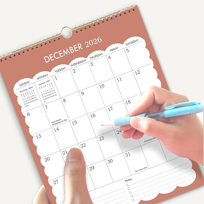 2026 Calendar - 2026-2027 Wall Calendar, July 2026- December 2027, 8.5'' x 11'' Small Calendar, 18-Month Vertical Wall Calendar with Twin-Wire Binding, Hanging Hook & Thick Paper