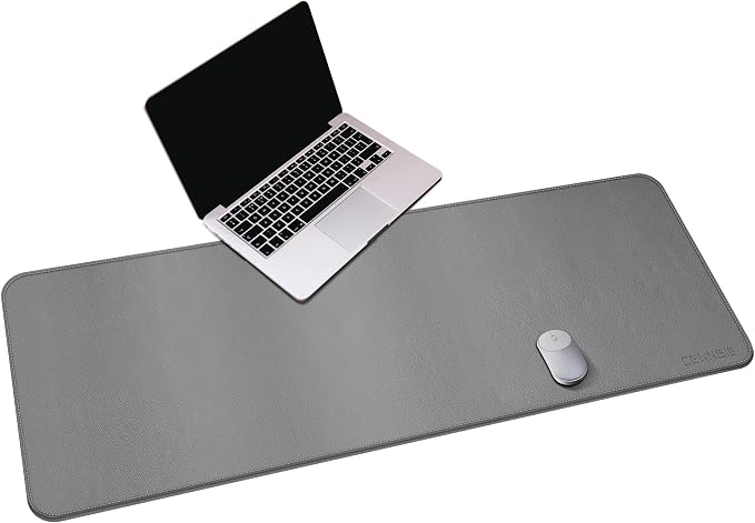 CENNBIE Leather Desk Mat, 55''x19.6'' Extra Large Desk Pad (Grey) | Premium stitched edges resist wear. Easy to clean. Protects desk from spills, stains ,scratches. Smooth glide. Office & home