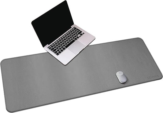 CENNBIE Leather Desk Mat, 55''x19.6'' Extra Large Desk Pad (Grey) | Premium stitched edges resist wear. Easy to clean. Protects desk from spills, stains ,scratches. Smooth glide. Office & home