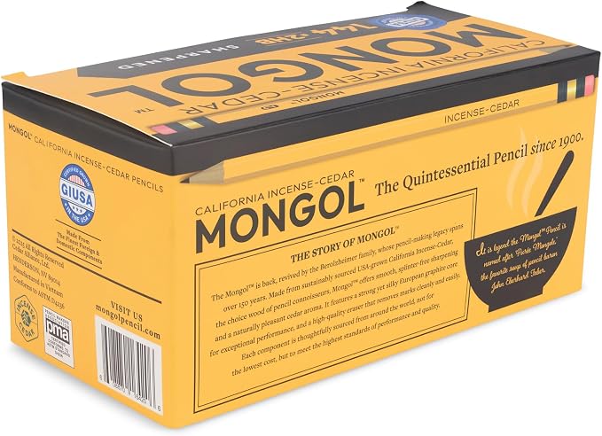 Mongol Classic Incense Cedar #2 Pencil - 144-Pack - Pre-sharpened, European Graphite Core, US Grown Cedar, Smudge Free Eraser – Nontoxic PMA Certified