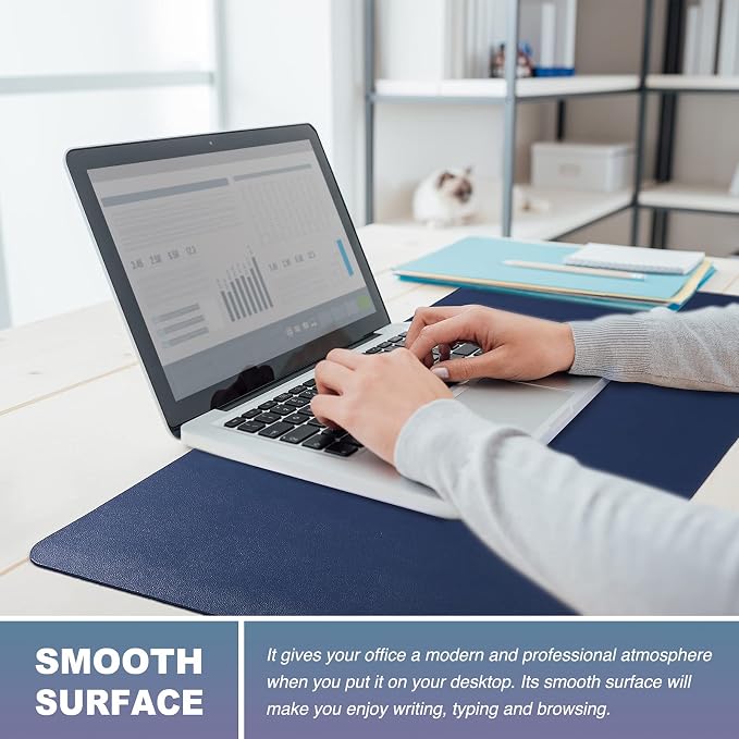 K KNODEL Desk Protector Mat, Leather Desk Pad (23.6"x13.8", Dark Blue) | Non-Slip Desk Mat, Desk Pads and Blotters, Desktop Mat, Desk Protector and Cover, Office Computer, Laptop and Keyboard Mat