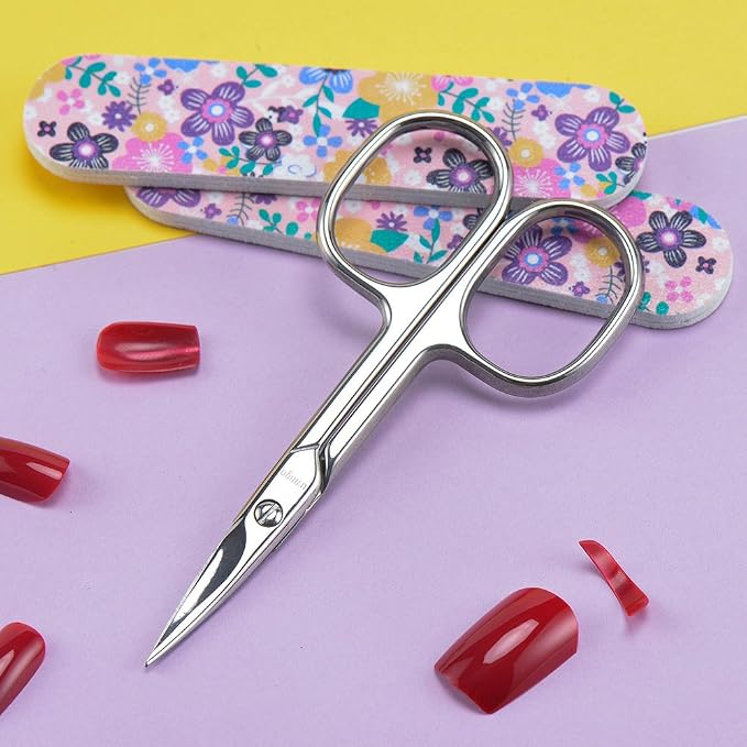 LIVINGO Nail Scissors Curved Blade Stainless Steel Manicure Tool | Sharp Precision Cutting, Cuticle Care, Eyebrow Eyelash Dry Skin Grooming, Professional Beauty Use