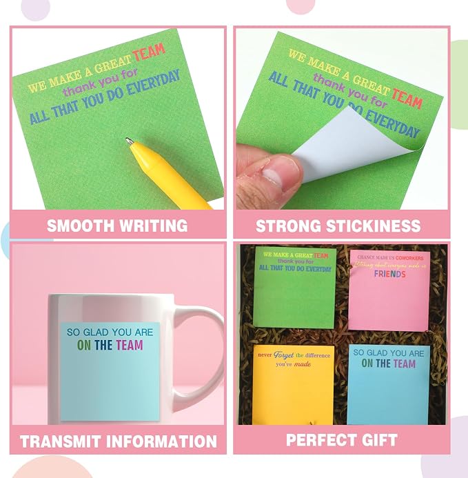 Yinder 24 Pcs Inspirational Sticky Notes, Back to School Supplies, Cute Motivational Sticky Notes Pad Employee Appreciation Gifts Bulk for Teacher Coworker Office 3 x 3'' (Thank You,Bright)