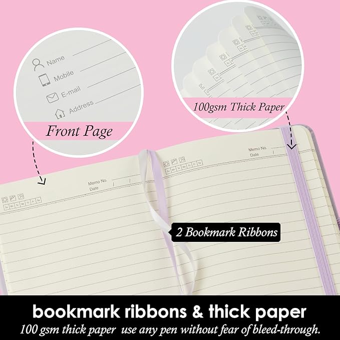 3 Pack Small Notebook Pocket Journals for Women, 3.7" x 5.7" A6 Mini Pocket Size Journal Notebook with Pen, Cute Notebook Pocket Diary for Writing Work, Hardcover Leather Cover, Pink, Purple, Green