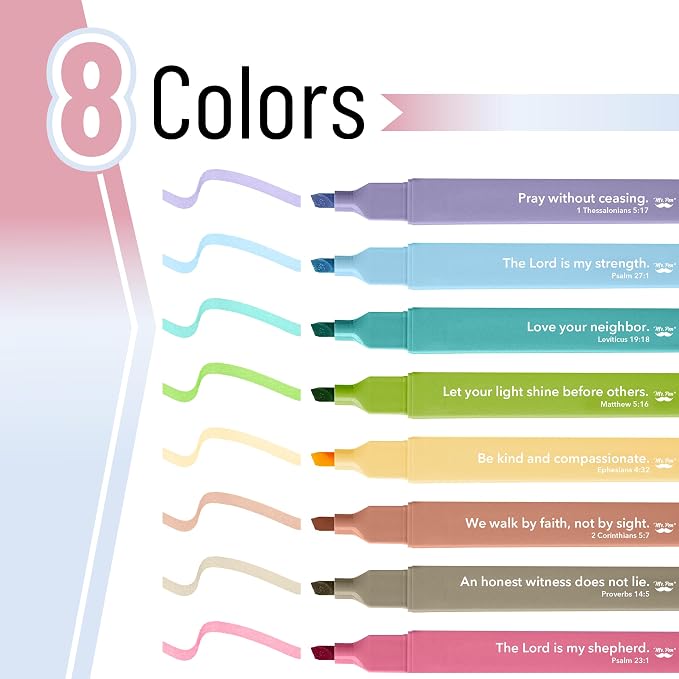 Mr. Pen- Bible Highlighters with Color-Coding System, 8 Pack | Soft Chisel Tip, Aesthetic Highlighters Assorted Colors