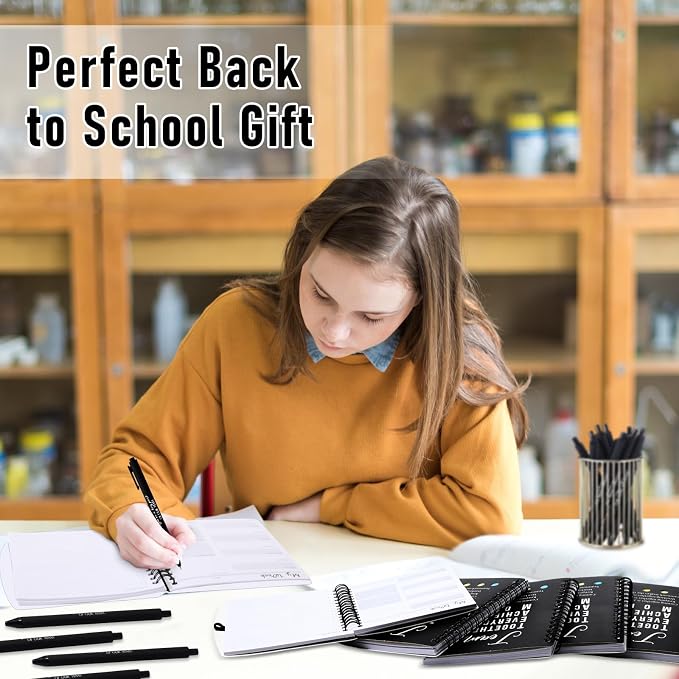 Resurhang 48 Pcs/24 Set Back to School Gifts for Students Teacher, Inspirational A6 Spiral Journal Notebook with Pen for Employee Team Teachers Students Classroom Rewards(Black,Team Together)