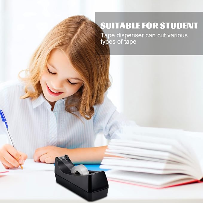 10 Pack Desktop Tape Dispensers Non Skid Base for Office Home School (Tape Not Included) (Black)
