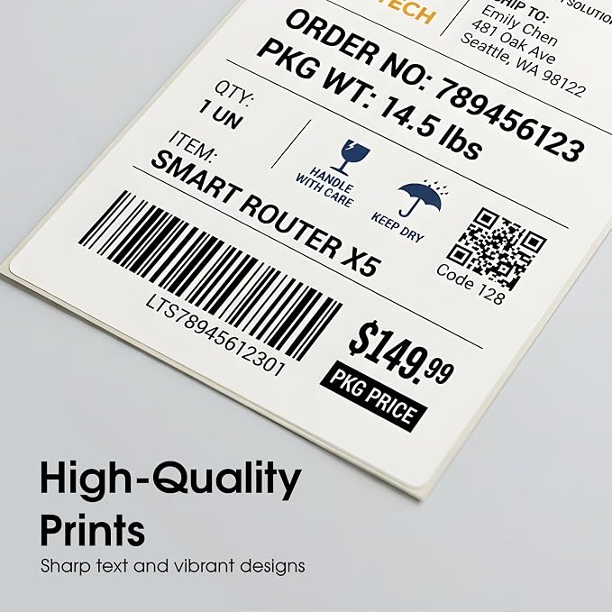 8.5" X 11" Matte White Full Sheet Labels (250 Sheets, 250 Stickers) | Printable Sticker Paper for Laser & Inkjet Printers - Spartan Industrial Template R026