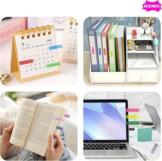 KICNIC Page Markers Sticky Index Tabs 1500 Pcs, Arrow Flag Tabs Colored Sticky Notes for Page Marker Bookmarks, 10 Colors, Stick Securely, Remove Cleanly
