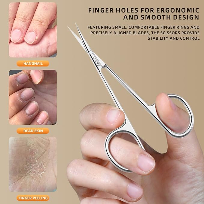 Facial Hair Small Precise Grooming Scissors for Men Women Extra Fine Curved Blade Super Slim Professional Manicure Scissors for Cuticle, Eyebrow, Nose Hair, Mustache, Bead and Dry Skin