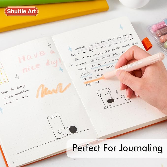 Shuttle Art Bible Highlighters and Pens No Bleed, 12 Mild Colors Gel Highlighters No Bleed Through, Bible Journaling Supplies, Great for Journaling Highlighting and Studying