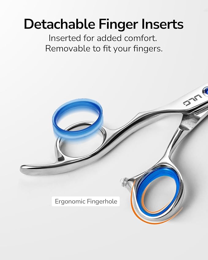 ULG Professional Hair Cutting Scissors 6.5" Blue Left-Handed | Razor Edge Barber Shears, For Salon and Home Hair Cutting Shears, Japanese Stainless Steel, Hand Sharpened