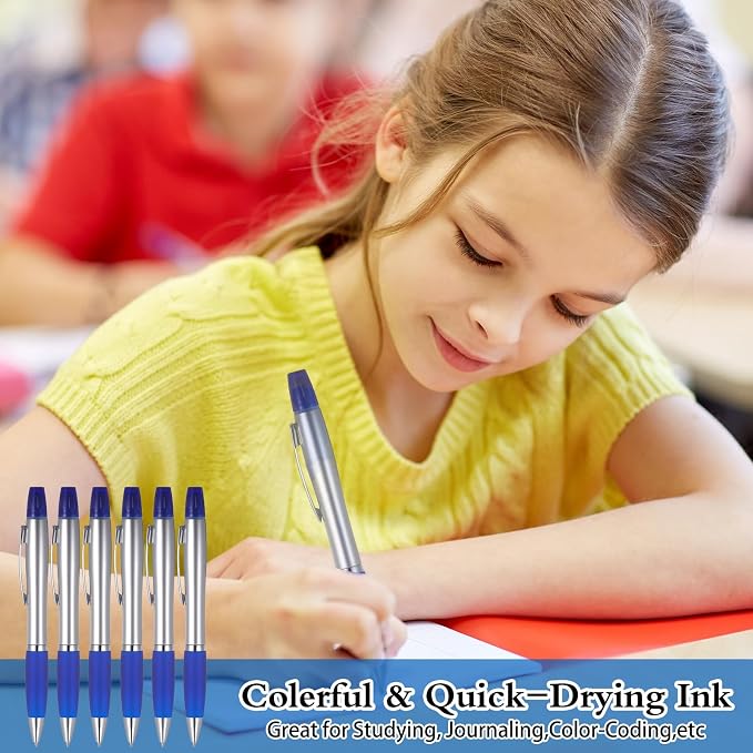 Colarr 30 Pcs Highlighter with Ballpoint Pen Combo Chisel Tips Pen Highlighter Combo for Student Office Writing Coloring Underlining Highlighting(Blue)