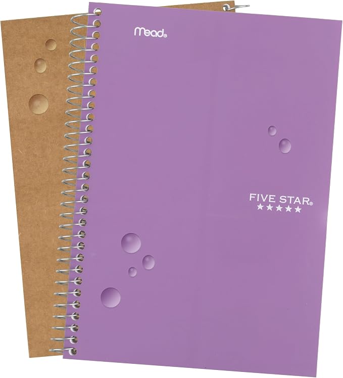 Five Star Spiral Notebook, 2 Subject, College Ruled Paper, 6" x 9.5", 80 Sheets, Amethyst Purple (840029CF1-ECM) (Pack of 12)