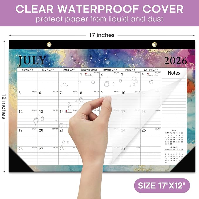 3 Pack of Desk Calendar 2026-2027, 18-Month Calendar Runs from July 2026 to December 2027, Large 17" x 12" Monthly Desktop & Wall Calendar for Home & Office - Gilded Elegance